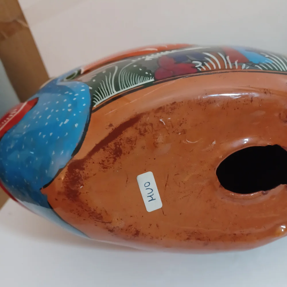 Handpainted Terracotta Mexican Folk Art Large Fish 15X9.5